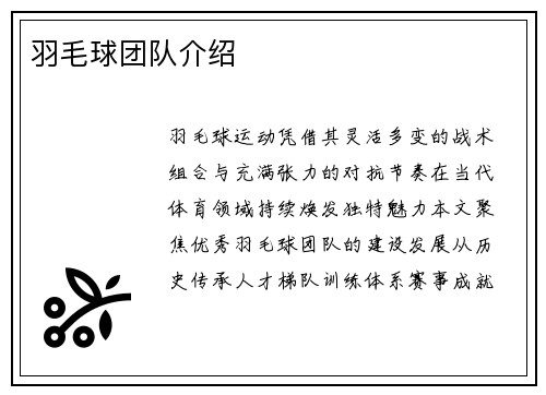 羽毛球团队介绍